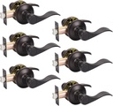 KNOBWELL 6 Pack Passage Door Levers Door Handle Sets Hallway Closet Door Lever Handle Without Lock Door Levers for Left/Right Handing, Oil Rubbed Bronze Finish, Drop Lever Shape