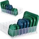 Rainmae Lid Organizer for Food Storage Container, Kitchen Pantry Lid Holder with 7 Adjustable Dividers for Cabinets and Drawer, Countertop Cupboard Lid Organization, Food Storage Container for Lids
