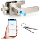 KNOBWELL Smart Fingerprint Door Lock with App Control, Smart Door Lock, Biometric Door Knob, Keyless Entry Door Lock with Handle for Home, Hotel, Apartment, Office, Airbnb-Silver