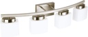 4-Light Brushed Nickel Vanity Light Fixture with White Glass Shade for Bathroom Over Mirror, 31.5 Inches
