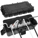 Medium Outdoor Electrical Box (11.6x5.7x4.1 inch), IP54 Waterproof Extension Cord Cover w/ 6 Cable Entry, Weatherproof Connection Box for Power Strip, Plug, Timer, Holiday Lights, Black