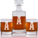 Rodeo Monogram Letter A Personalized Engraved Decanter and Rock Glass Set (3 pcs)