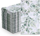 100Pcs Disposable Greenery Guest Napkins Paper Disposable Hand Towels Green Leaves Decorative Paper Dinner Hand Napkin for Bathroom Baby Shower Party Supplies Table Decor