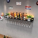 Wall-Mounted Wine Racks With Glass Holder,Iron Wine Bottle Shelf,Stemware Rack,Wine Glass Rack Multi Functional Wine Storage Display Rack,Bar Shelves For Liquor Bottles,for Living Room,Wine Cellar (C