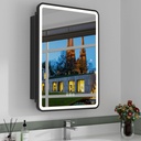 24x30 Inch Medicine Cabinet with Mirror, Recessed or Surface Mount Bathroom Medicine Cabinet with LED Lights, Anti-Fog, Memory Function, Adjustable Shelf, Dimmable Light, ETL Listed, Black,Left Hinge