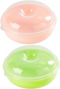 iplusmile 2pcs Bread Box for Kitchen Countertop Sandwich Storage Holder with Fresh Keeping Function Portable Round Containers in Green and Pink for Home and Bakery Use