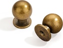 10 Pack 1 Inch (25mm) Diameter Round Solid Vintage Antique Brass Cabinet knobs，Pulls for cabinets and Drawers,Ball Knobs Cabinetry Hardware