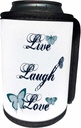 Can Cooler Bottle Wrap - Live, Laugh, Love Teal Butterflies inspirational arat PS Inspirations