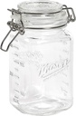 Mason Craft & More Airtight Kitchen Food Storage Clear Glass Clamp Jars, 50 Ounce (1.5 Liter) Medium Clamp Jar