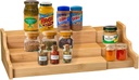 Spice Rack Kitchen Cabinet Organizer- 3 Tier Bamboo Expandable Display Shelf Yellow