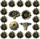 Bronzed Cabinet Knobs Vintage Dresser Drawer Knobs Daisy Floral Drawer Pulls with 3 Sized Screws for Furniture Kitchen Decor Antique Closet Handle Pull Zinc Alloy (20 Pack)