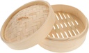 Sosoport Bamboo Steamer Basket Lid Multi-Function Natural Bamboo Steaming Basket for Dumplings and Buns 1 Set for Chinese Cooking and Dim Sum