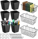 Pelopy 9 Pcs Grid Wall Accessories Large Grid wall Baskets Cups Sets with Hanging Storage Basket Bins Organizer Modular Storage Holders for Home Supplies Kitchen Bathroom Pantry Garage
