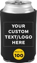 DISCOUNT PROMOS Custom Collapsible Beer Can Coolers 4mm Set of 100, Personalized Bulk Pack - Great for Beer, Soda, Other Beverages - Black