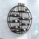 Wine Rack Wall Mounted Round Wine Glass Goblet Holder, Metal Hanging Wine Holder Bar Wine Cellar Kitchen Counter Floating Storage Display Shelves, Black ( Color : Dolphin Waves , Size : 60x10x60cm )