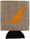 Caroline's Treasures BB1076-BL-OR-CC Labrador Burlap and Orange BB1076 Can or Bottle Hugger Cooler Washable Drink Sleeve Collapsible Beverage Insulated Holder, Can Hugger, Multicolor