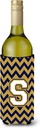 Caroline's Treasures CJ1057-SLITERK Letter S Chevron Navy Blue and Gold Wine Bottle Hugger Bottle Cooler Sleeve Hugger Machine Washable Collapsible Insulator Beverage Insulated Holder