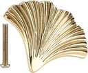 Agatige Furniture Knob Handles, Ginkgo Leaf Shape Solid Brass Cabinet Knobs Drop Pendant Pull Handle Cabinet Drawer Knobs Furniture Hardware for Kitchen Bathroom Cabinet Door Drawer, 2.6x2 Inch