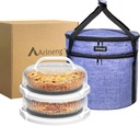 2 Pack Pie Containers with Lids and Handles, Includes Insulated Bags and Non-Slip Heating Pads, BPA Free Pie and Cheesecake Containers, Thanksgiving Gifts (Purple)
