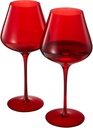 Red Ruby Crystal Wine Glasses Set of 2 | Elegant 20oz Tall Drinkware | Festive Holiday & Christmas Glassware for Hosting and Gifting | Sophisticated Italian-Inspired Barware for Wife, Mom, or Friend