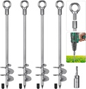 30'' Ground Anchors Screw in Heavy Duty 12mm Solid Steel, 3" Spiral Blade with Smooth Edges, Fully Welded Design for Mobile Home, Shed, Trampoline, Swing Set, Carport, Earth, Tent, 4Pack