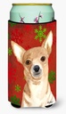 Caroline's Treasures RDR3012TBC Chihuahua Red Snowflakes Tall Boy Hugger Can Cooler Sleeve Hugger Machine Washable Drink Sleeve Hugger Collapsible Insulator Beverage Insulated Holder