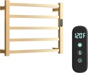 5 Bars Luxury Heated Towel Rack Wall Mounted Towel Warmers, Towel Warmer Rack for Bathroom with Timer & Temperature Multi-Level Adjustable, Hardwired and Plug-in Compatible (Brushed Gold)