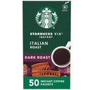 Starbucks VIA Instant Coffee, Dark Roast Coffee, Italian Roast, 100% Arabica, Single-Serve, 1 Box (50 Packets)