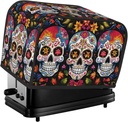 2 Slice Toaster Cover with Pocket Universal Size Toasters Dusts Covers Colorful Flower Skulls Bread Machine Cover & Protection Bread Machine Protector Small Kitchen Appliance Covers