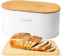 LEEPENK Bread Boxes with Bamboo Lid Modern White Storage Container White Bread Box for Kitchen Countertop with Cutting Board Lid