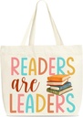Books Tote Bags, Readers Are Leaders Shopping Bag For Women, Bookish Gifts For Friends Colleagues Book Lovers Read Lovers Reader, Canvas Shoulder Bag For Library Book Store Read Room -A08