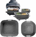 Silicone Air Fryer Liners for Ninja Crispi Glass FN101GY, 2 Pack Reusable Air Fryer Accessories, Large Airfryer Liner for 4 QT Container & Small Liner for 6 Cups Container (Grey)