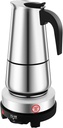 TFCFL Electric Stovetop Espresso Maker, 110V Greca Coffee Maker Moka Pot Stainless & 9 Cups, for Home and Camping