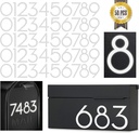 4 inch Reflective Mailbox Numbers Sticker (0-9, 5 Sets) Modern Number Vinyl Waterproof Number Self Adhesive Sticker for Signs, Door, Cars, Trucks, Home, Business, Address Number (4 inch)