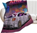 Neon Wrx Car White Street Back Jdm Art Blanket Flannel All Seasons Lightweight Air Conditioner Fuzzy Blanket for Living Room/Bedroom/Sofa/Chair Suitable for Adults/Pets/Babie 60"*80"（150*200cm）