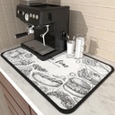 Coffee Mat Hide Stain Absorbent Rubber, Quick Drying Mat Fit Under Coffee Maker, Kitchen Counter Pad with Non-slip Rubber Backed (12''x19'')