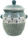 Blue Rose Polish Pottery - Green Sage Floral Cookie Jar - 22 Cup Capacity - Decorative Treat Storage Container for Cookies