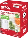 NESCO Vacuum Sealer Bag Rolls – 6 Pack of 11" x 20' BPA-Free Rolls, Freezer, Sous Vide, Microwave, Boil & Dishwasher Safe, Works with Most Vacuum Sealers
