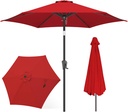 FLAME&SHADE 9ft Patio Umbrella Outdoor - Table Umbrella with Push Button Tilt and Crank, UV Protection, 6 Sturdy Ribs, Market Umbrella for Garden, Deck, Backyard, Lawn, Pool and Beach(Red)