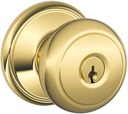 Schlage F51A AND 605 Andover Knob Keyed Entry Lock, Bright Brass