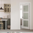 30" x 80" Prehung Door 3-Lite Tempered Frosted Glass Slab Doors with Jamb Kit, Solid Core MDF Interior Door for Bathroom Pantry Laundry, Easy Assemble - Right Handed Silver Hinges