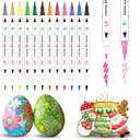 Treedoa Edible Markers for Cookie Decorating,12Pcs Food Coloring Pens Double Side Food Grade Edible Pens with Fine&Thick Tip Food coloring Pens for Cakes,Easter Eggs,Fondant,Cookies,Frosting,Macarons