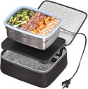 Skywin Portable Heated Lunch Box with Type A Wall Plug, Food Warmer Lunch Box, Personal Meal Reheater, No Microwave Needed, Container Included (Black)