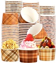 Grencian 120 PCS Fall Paper Cups 12 oz Thanksgiving Orange Brown Gingham Snack Bowls Disposable 4 Colors Dessert Cups for Fall Thanksgiving Holiday Harvest Party Snacks Dessert Candies Party Supplies