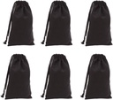 Augbunny 100% Cotton Canvas Favor Bag Pouch With Drawstring 6-pack (Small, Black)