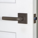 Viaggio QADBLL_PRV_238_LH Quadrato Left Handed Solid Brass Privacy Door Lever Set with Bella Lever and Quadrato Backplate - 2-3/8" Backset - Satin Black