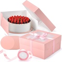 30Pcs Cake Boxes, 12x12x6 Inch Bakery Boxes with Window, 15Pcs Large Pink Dessert Boxes(15Pcs Cake Boards), Cake Carrier Container Disposable Pie Boxes Package for Pastries Cookies Cupcakes