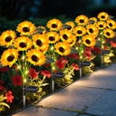 Sunflower Solar Lights Outdoor Decor, 4 Pack Solar Garden Decor 24 Waterproof Solar Sunflower Outdoor Lights for Garden Patio,Flower Bed, Pathway, Gift for Women, Mom, Grandma