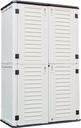 KINYING Outdoor Storage Cabinet Waterproof, Resin Vertical Outdoor Storage Shed for Patio Furniture, Garden Tools, Pool Accessories, Mower Storage (66 Cu.ft, Off White)