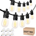 Svater Outdoor String Lights 200 FT, Patio Lights for Outside with Shatterproof LED Bulbs, Waterproof IP65 Commercial Hanging Light for Backyard Porch Balcony Bistro Party (2X100FT)